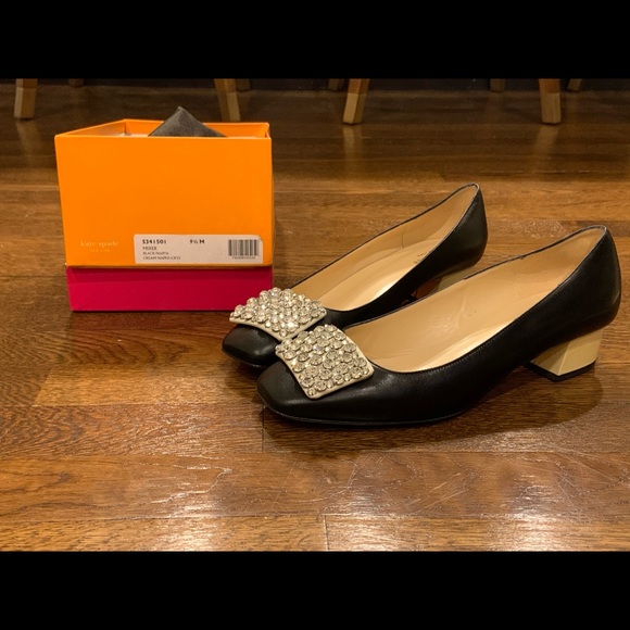 Kate Spade black/cream diamond-studded heels - Picture 1 of 4